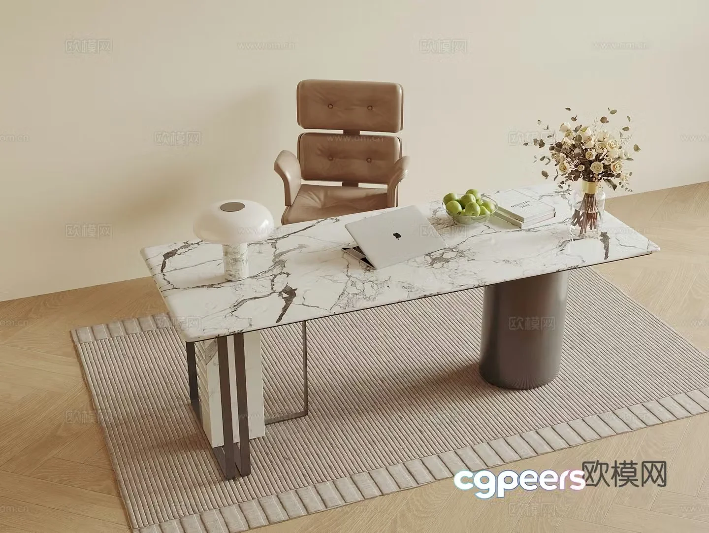 Modern desk and chair 3d model