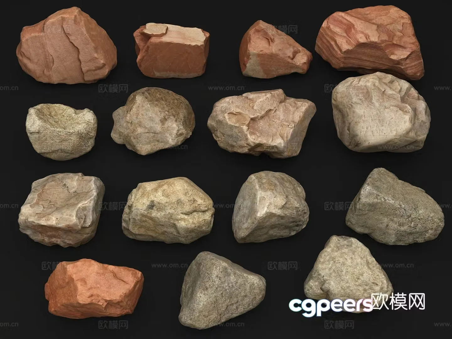 stone landscape stone realistic stone red stone granite rockery red stone vermilion 3d model
