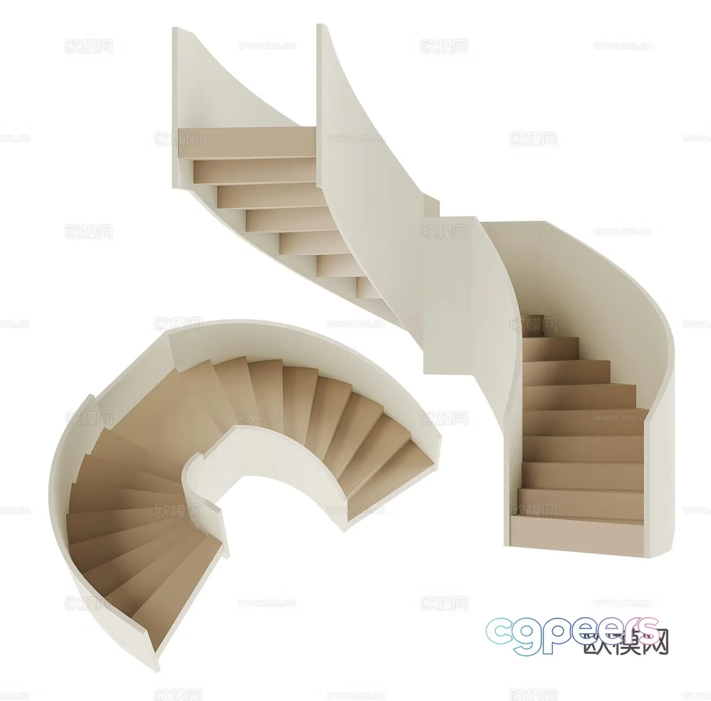 Modern curved staircase 3d model