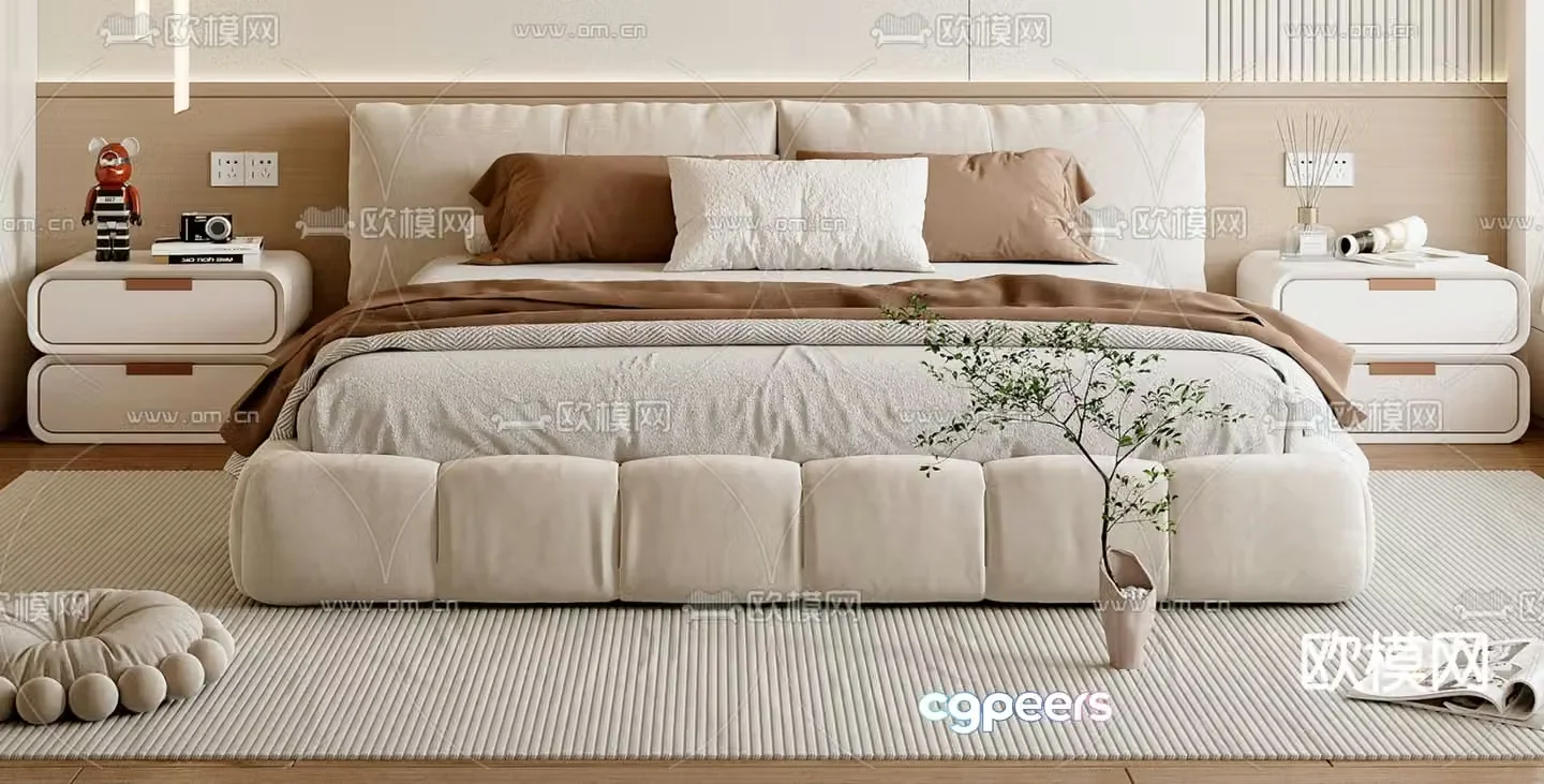 Modern double bed 3d model