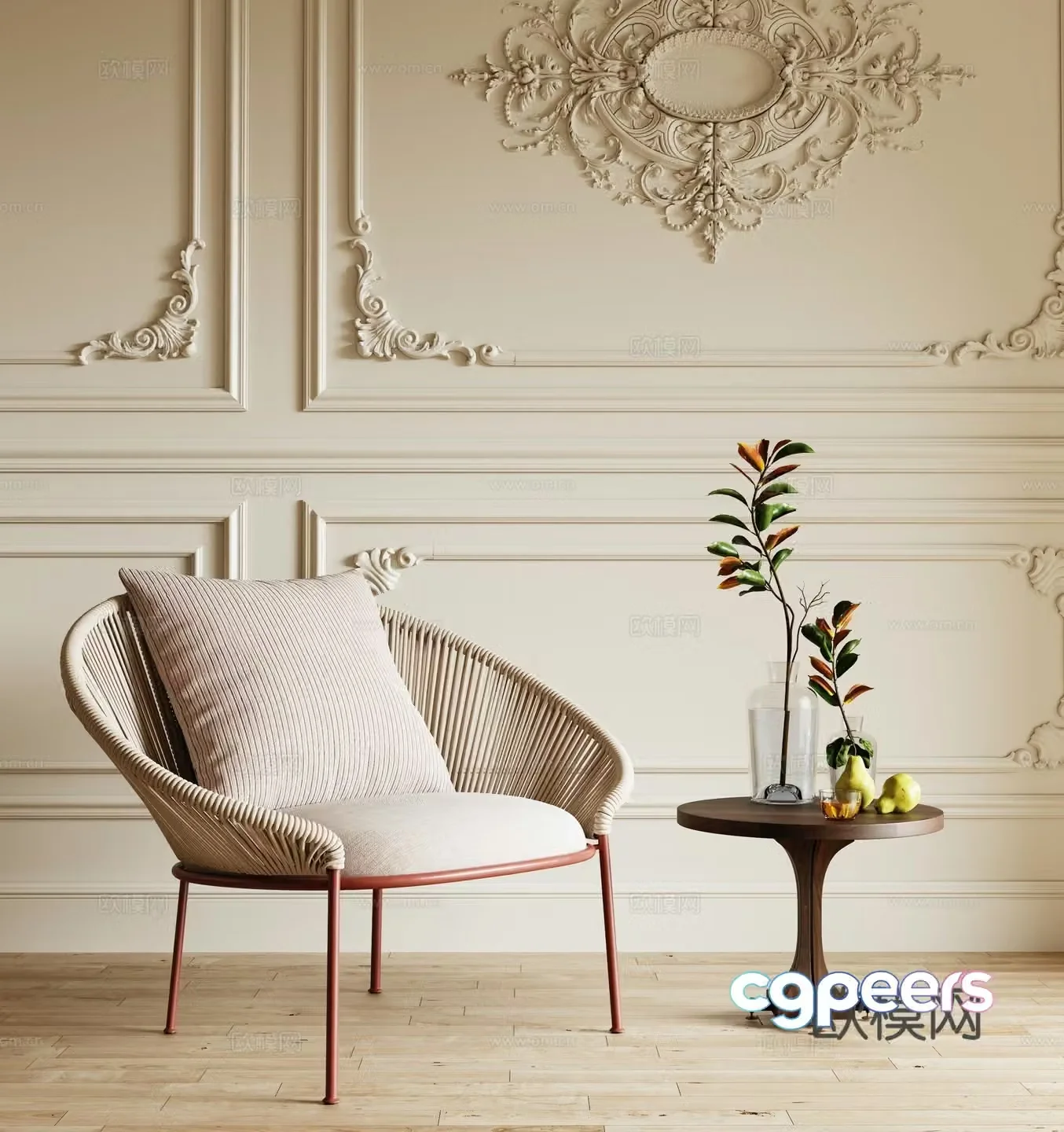French casual chair 3d model