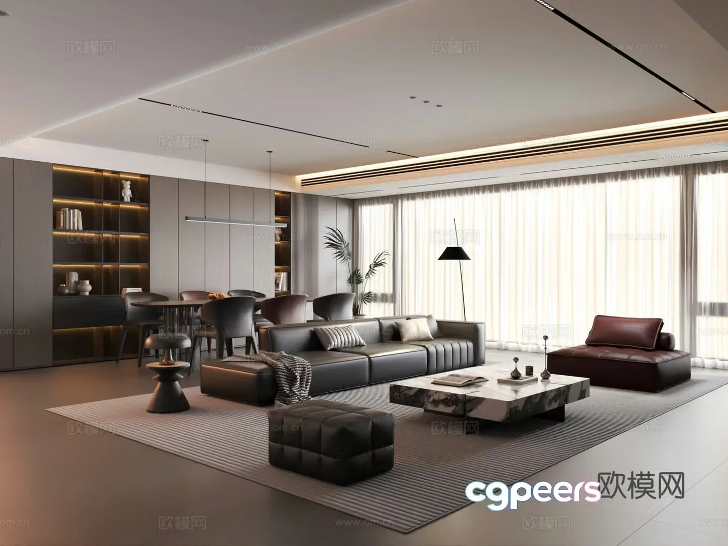 Modern Italian living room home living room sofa and coffee table combination 3D model