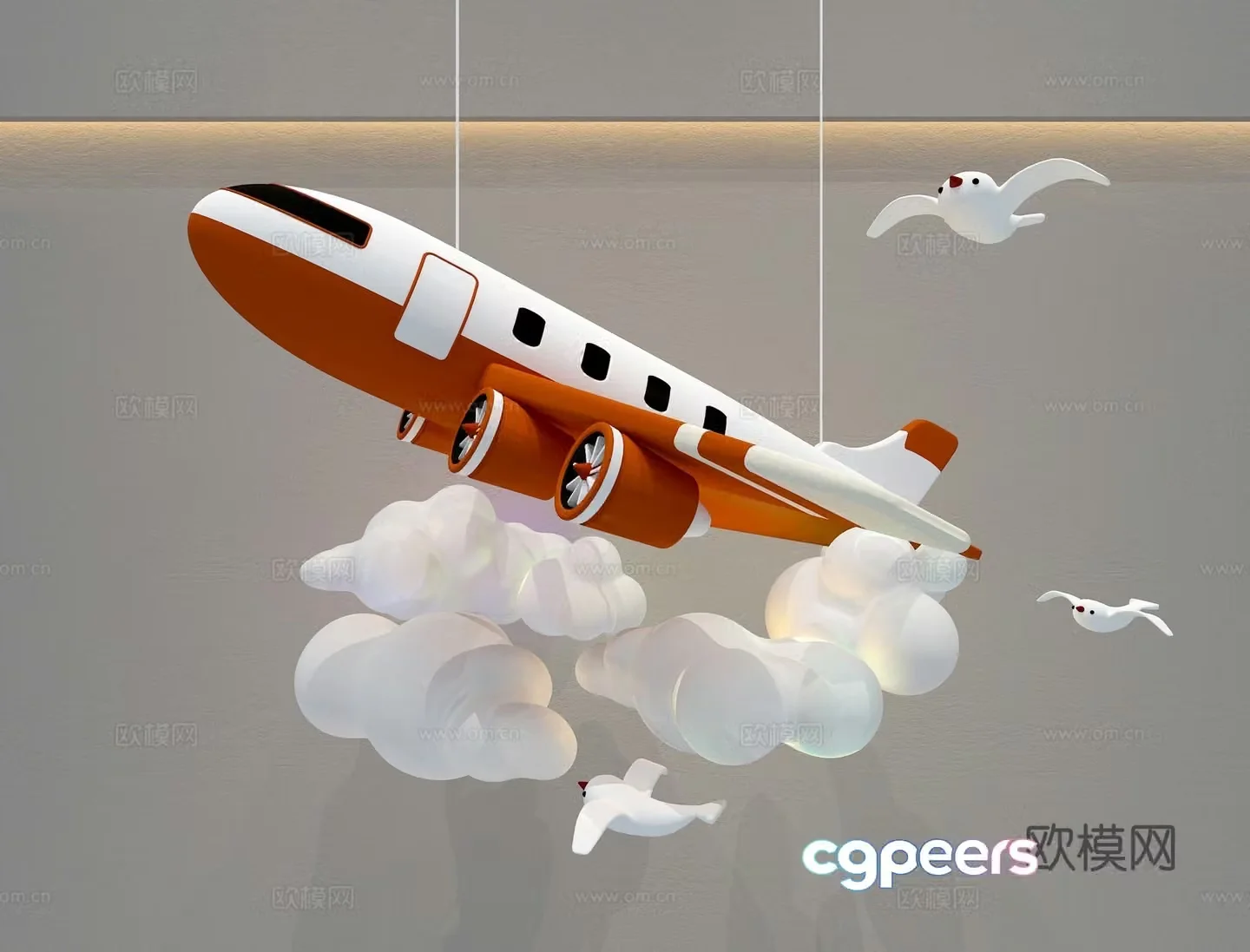 Cartoon airplane chandelier children’s chandelier 3d model