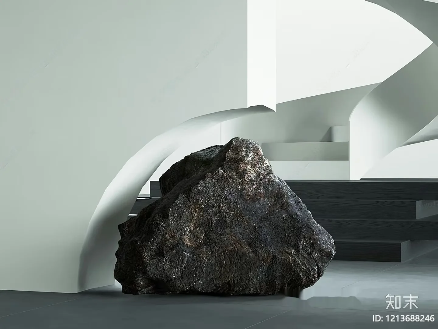 A Large Rock In A Modern Room 3D Model – 17868 – VRAY Render