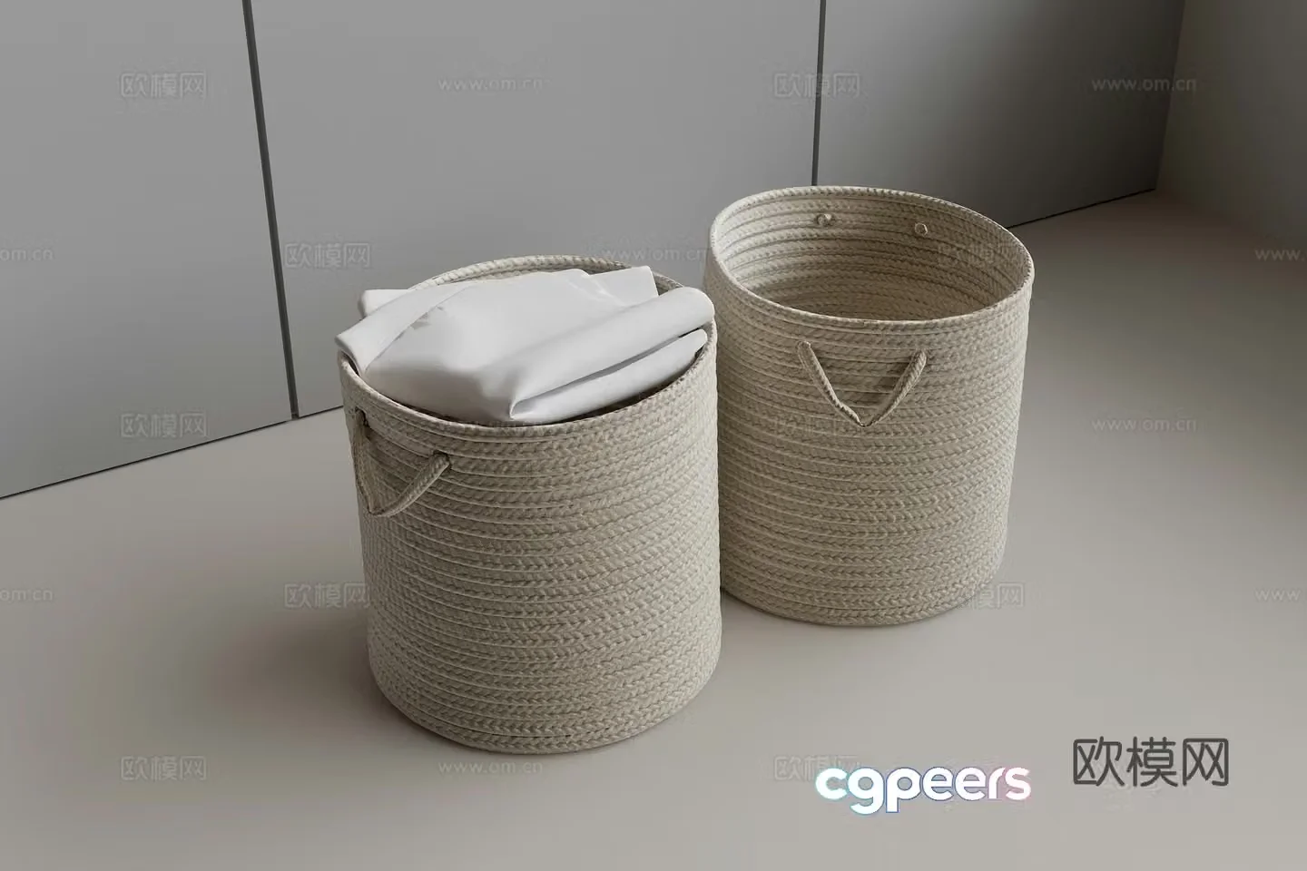 Dirty coat basket rattan bag 3d model