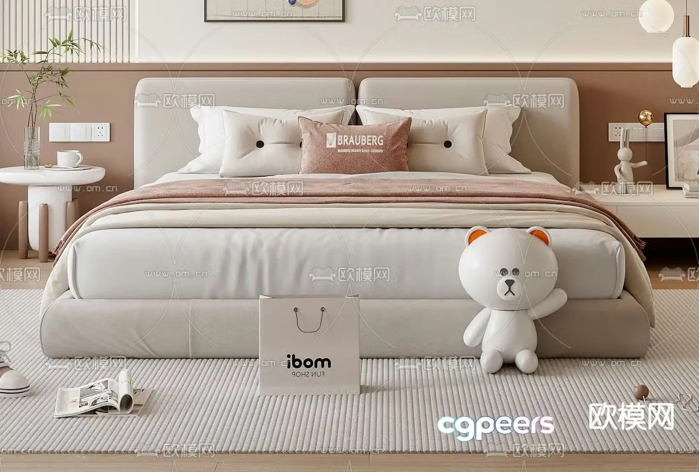 Modern children’s bed double bed 3d model