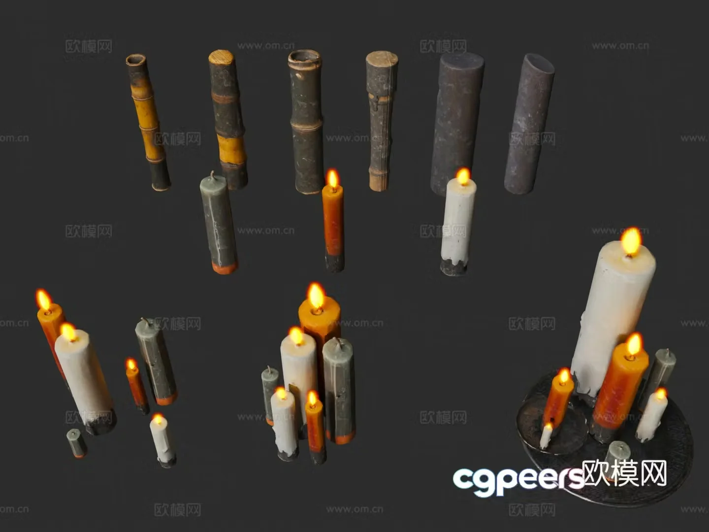 Candlestick lamp Fire fold 3D model