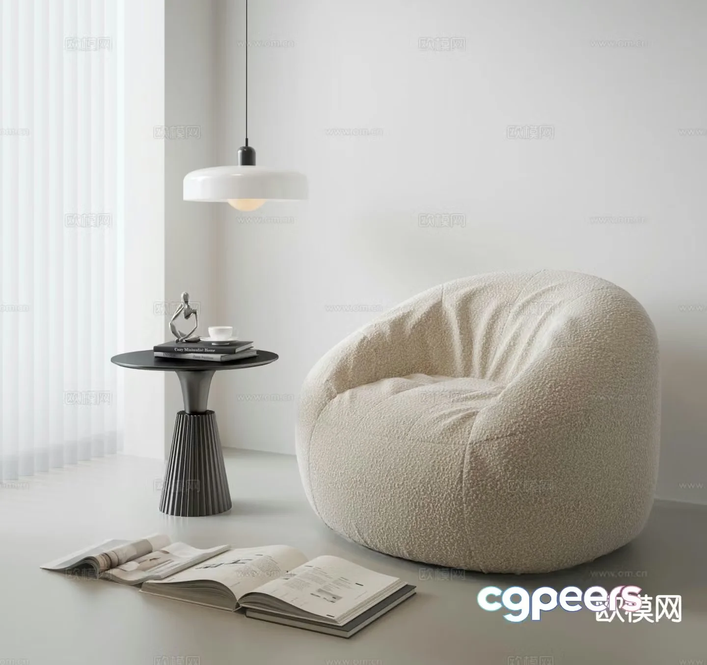 Cream style single sofa 3d model
