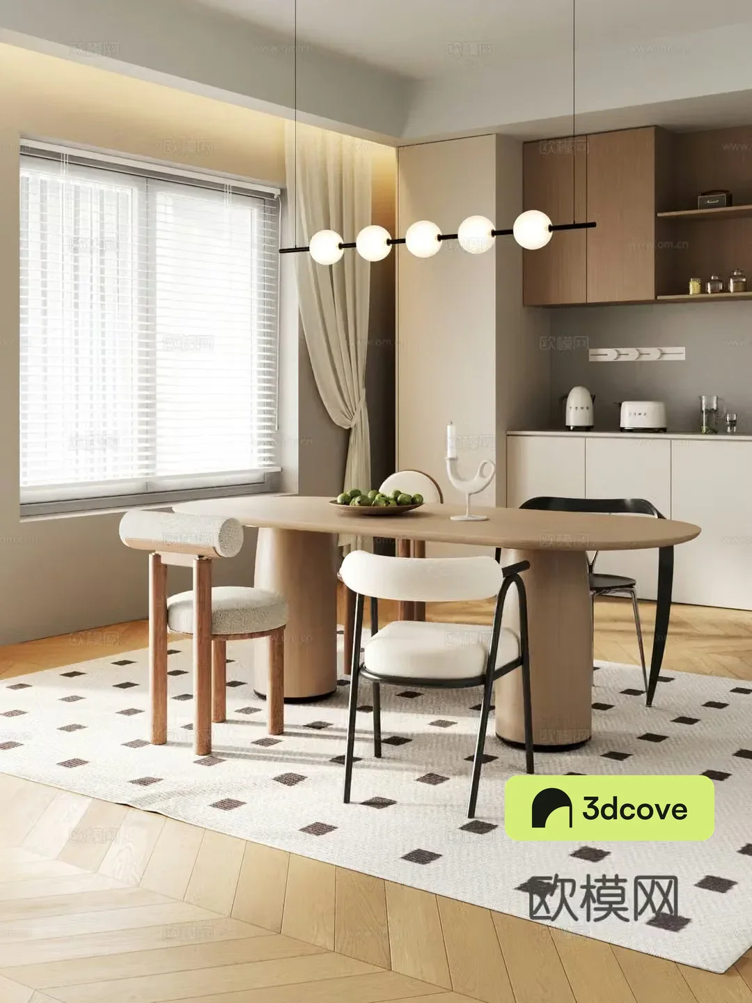 Modern Cream Style Restaurant Dining Table Wine Cabinet