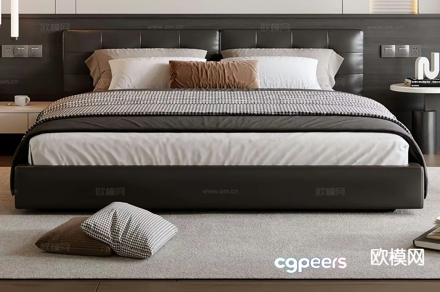 Italian double bed 3d model