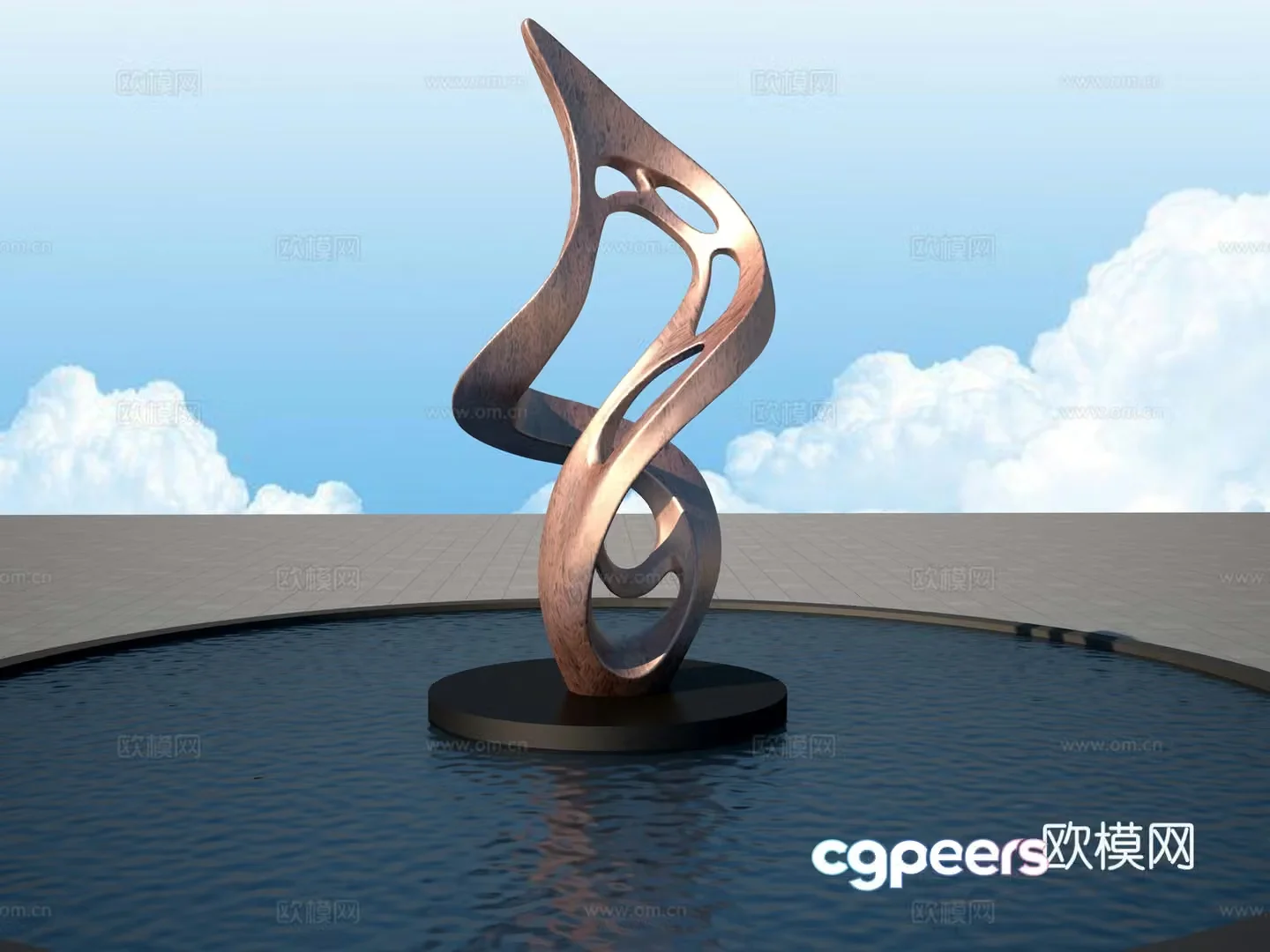 Abstract copper decorative sculpture ornament 3d model
