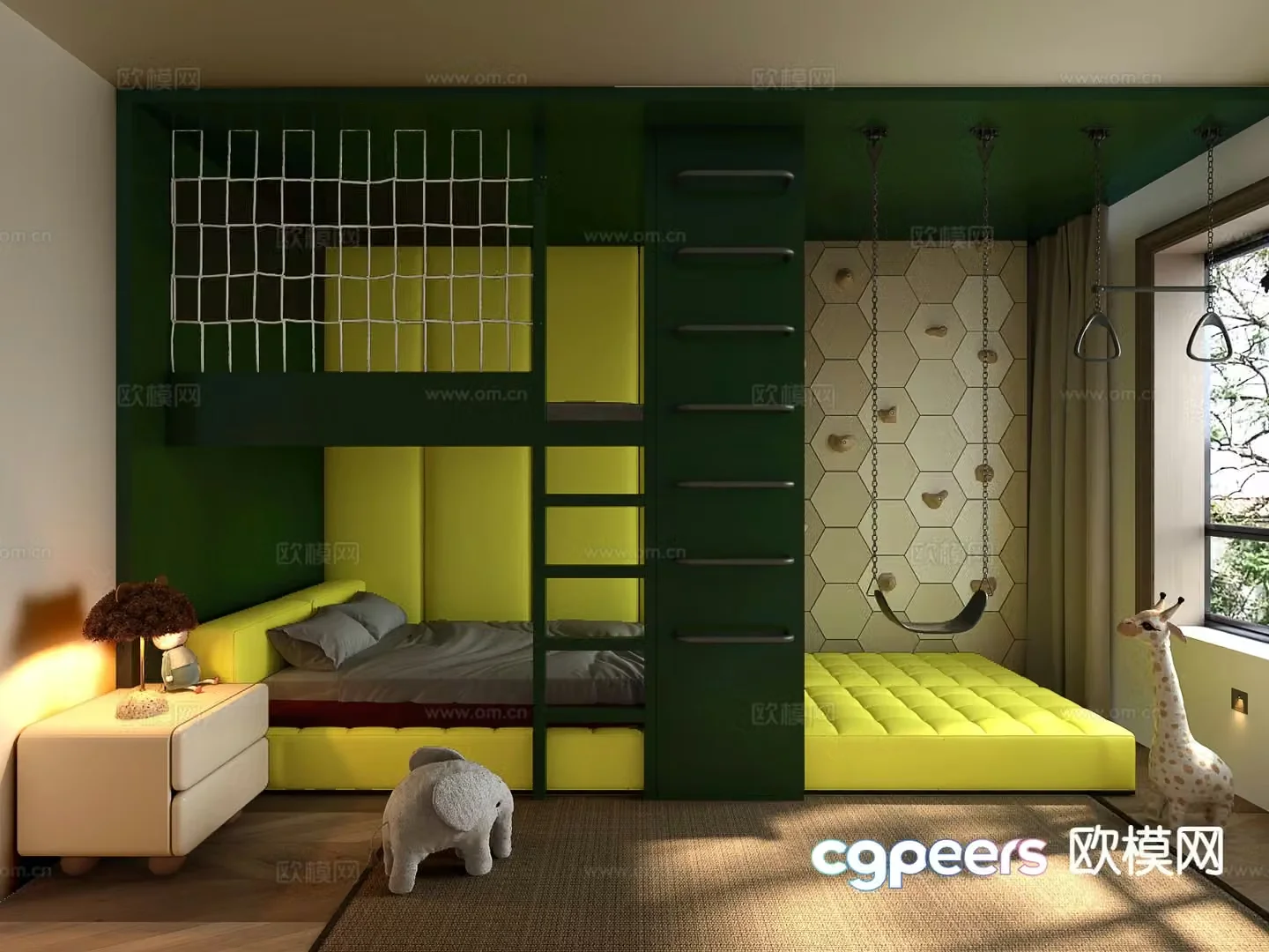 Bunk bed children’s room boy’s room 3d model
