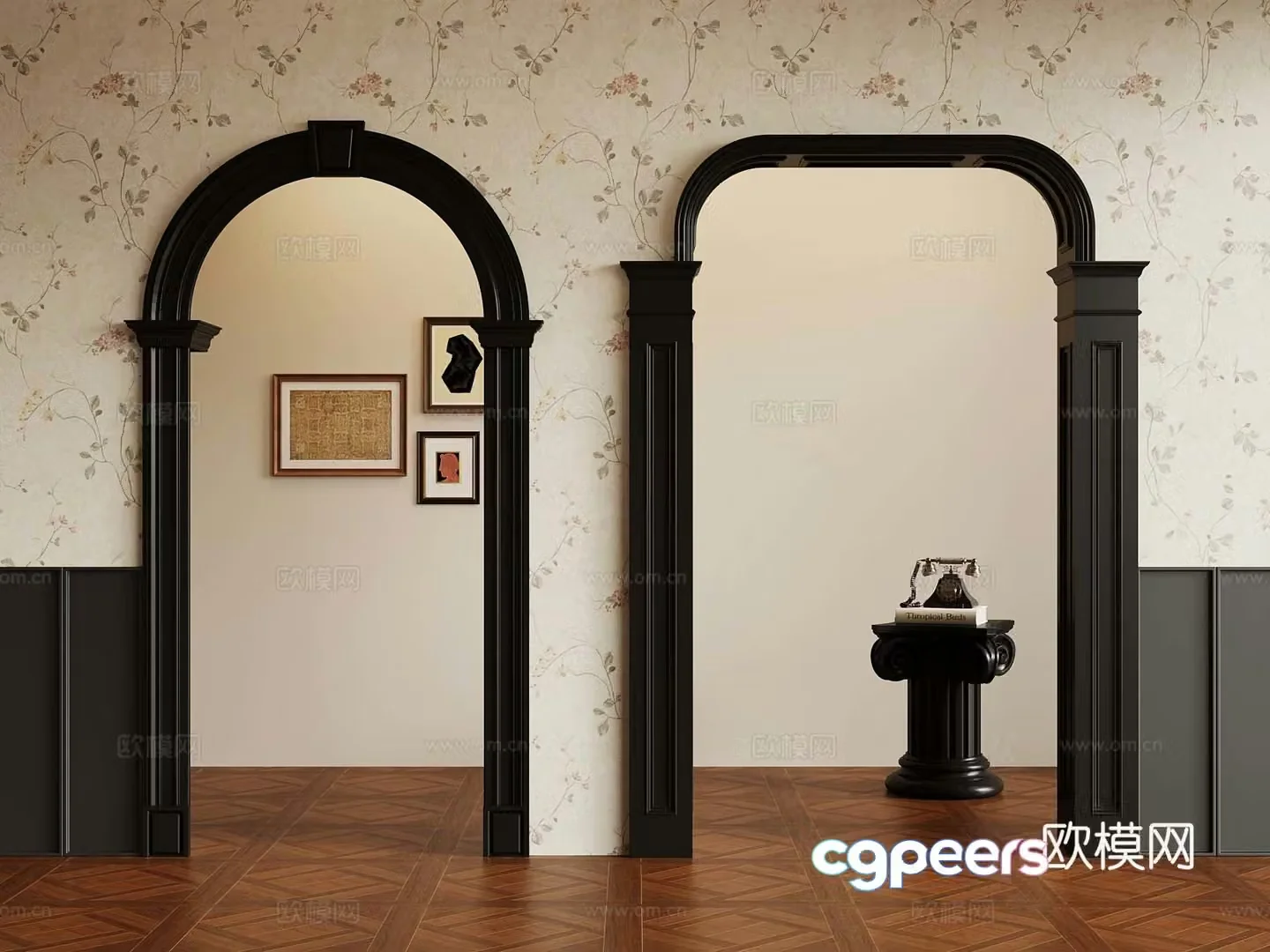 French door cover door hole 3D model