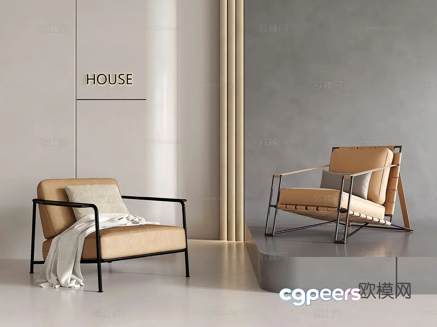 Modern leisure chair single sofa leather sofa chair 3d model