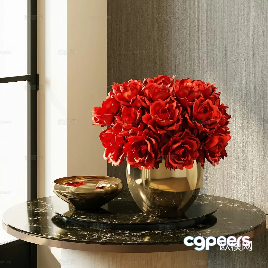 Modern flower art Indoor landscape flower art Living room dining table vase ornaments Hotel lobby flower art ornaments 3D model