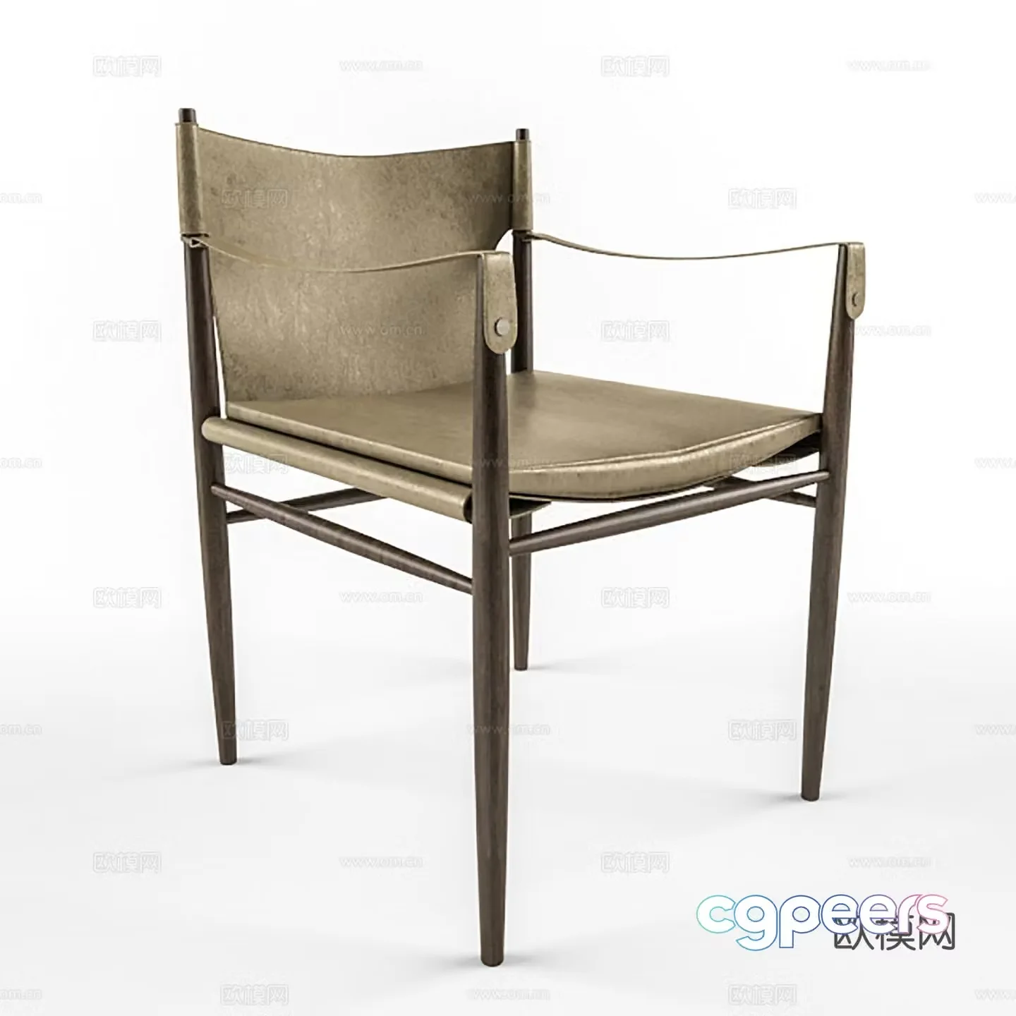 Modern casual chair leather chair dining chair single chair 3d model