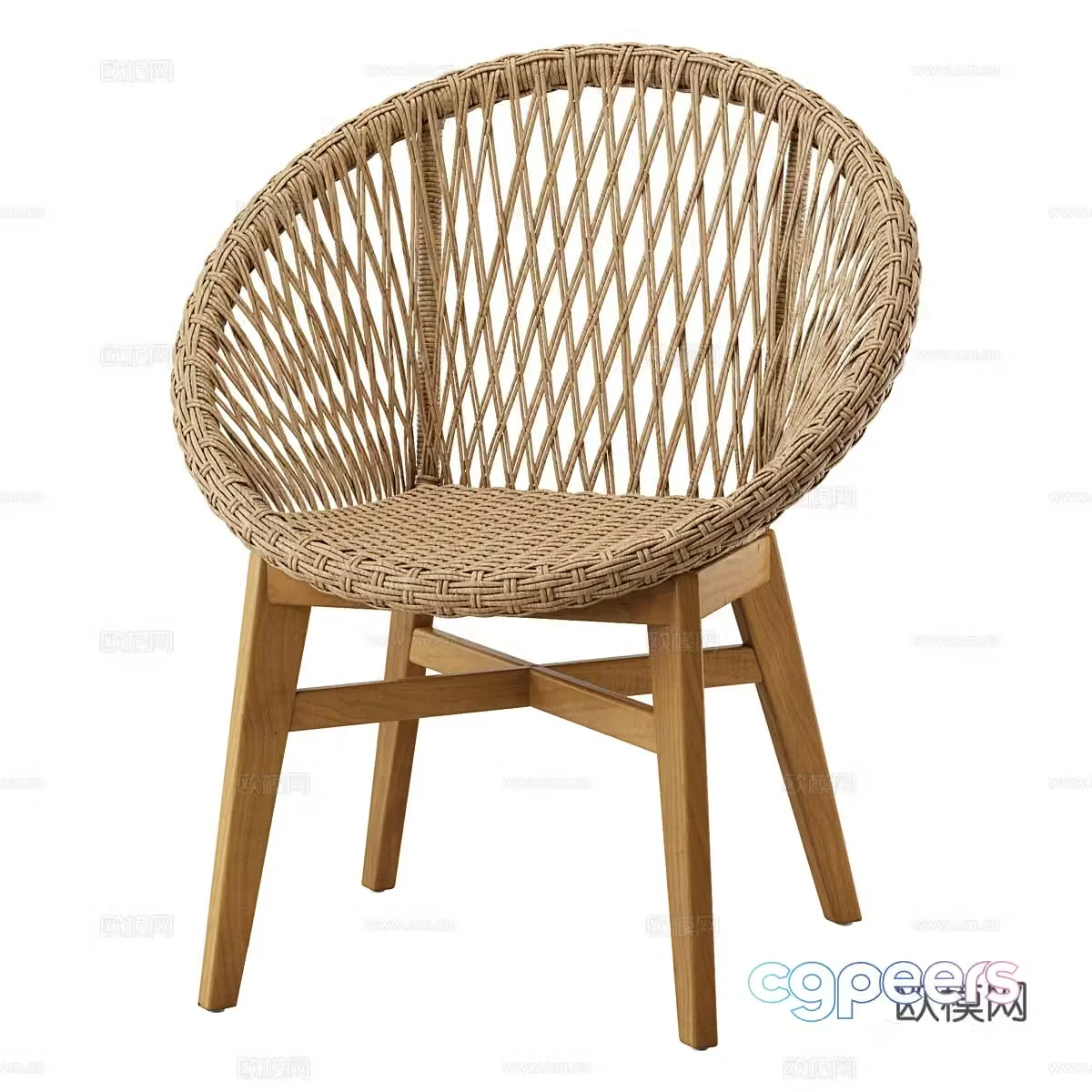 Nordic simple single chair chair simple chair casual chair stool rattan chair 3d model