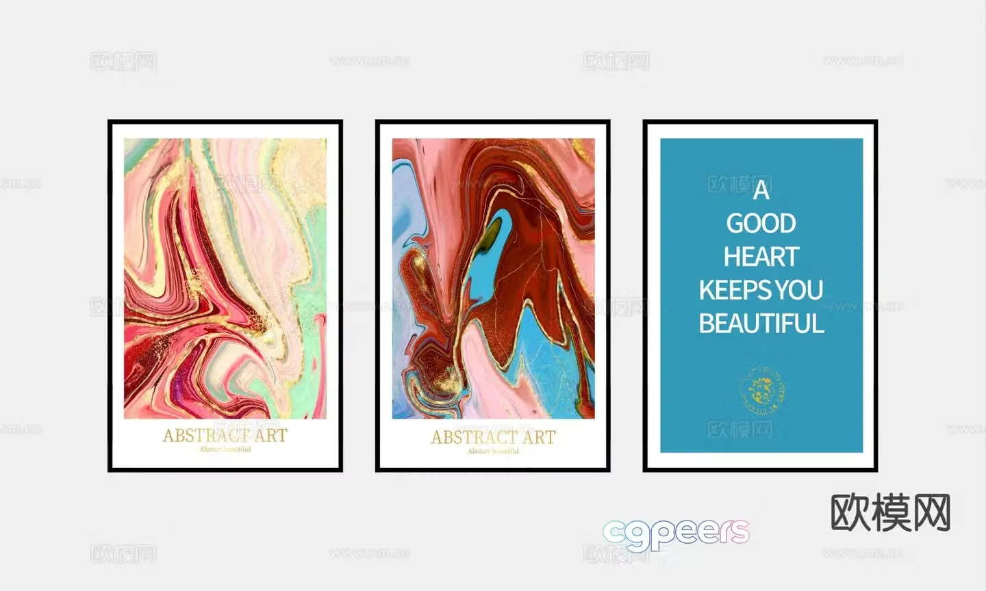 Modern abstract painting decorative painting combined painting 3d model