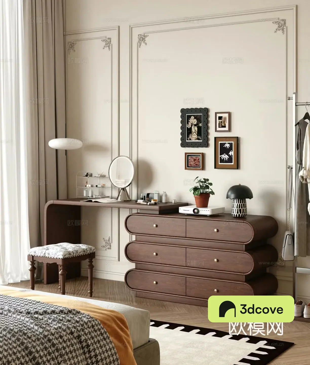 French retro dressing table Makeup table Finished dressing table Wardrobe dressing table