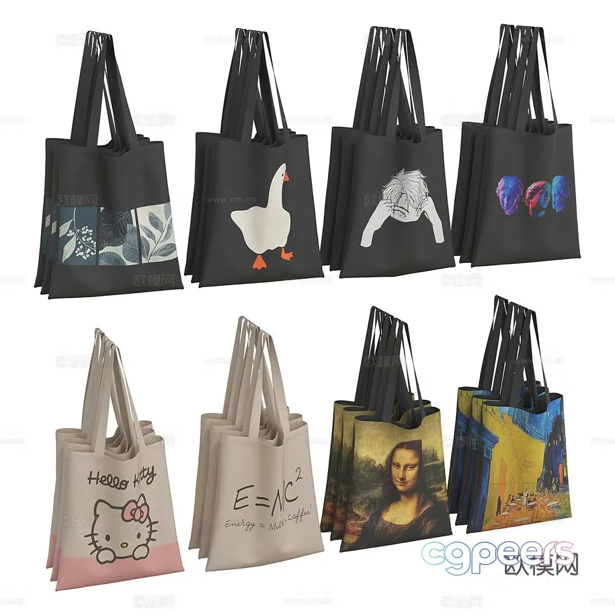 Shopping bag cloth bag packaging bag handbag 3d model
