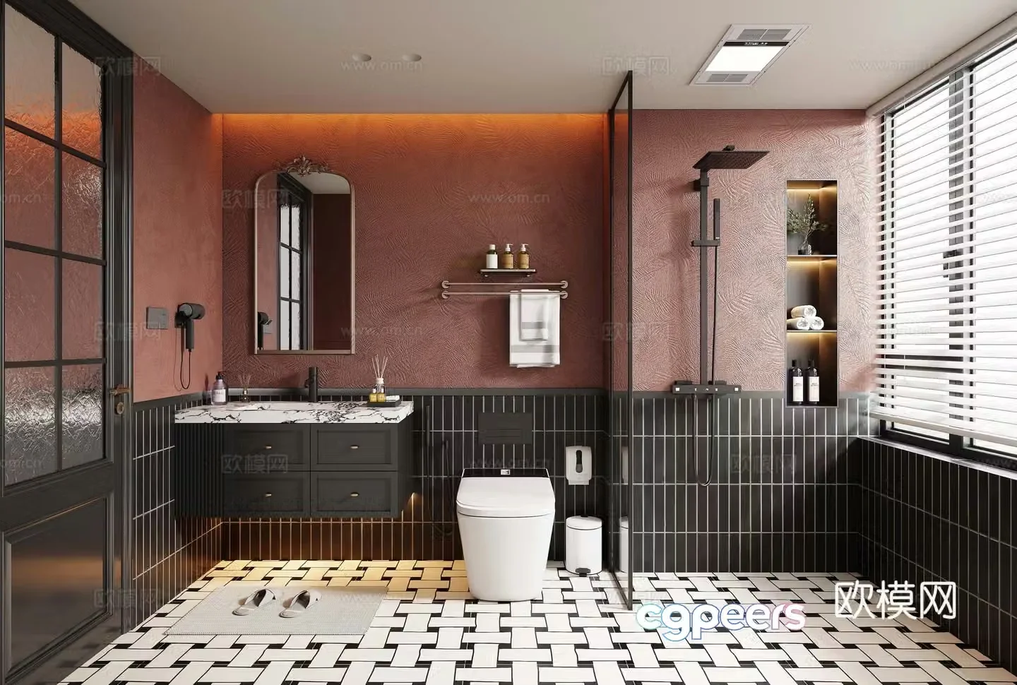 French retro bathroom bathroom 3d model