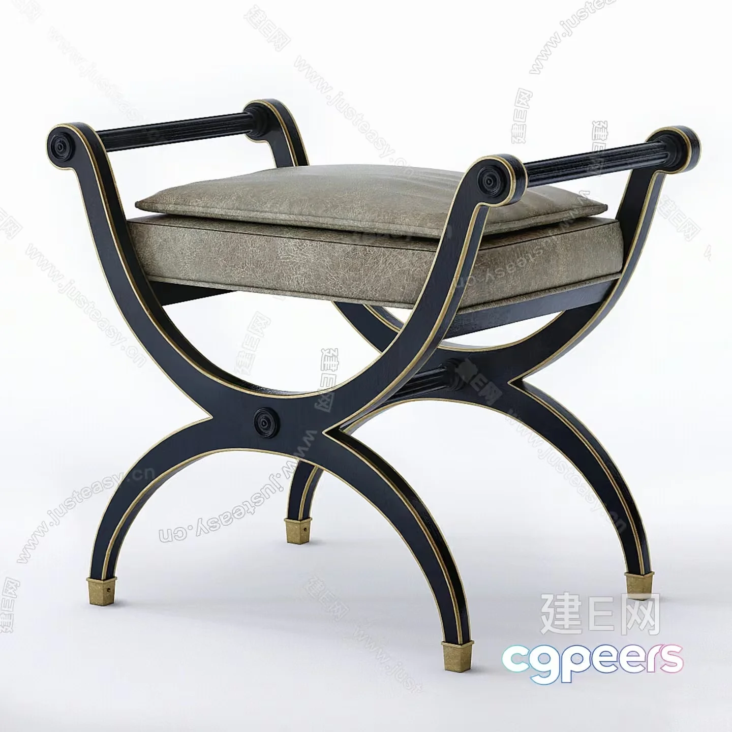A Black And Gold Chair 3D Model – 17904 – VRAY Render
