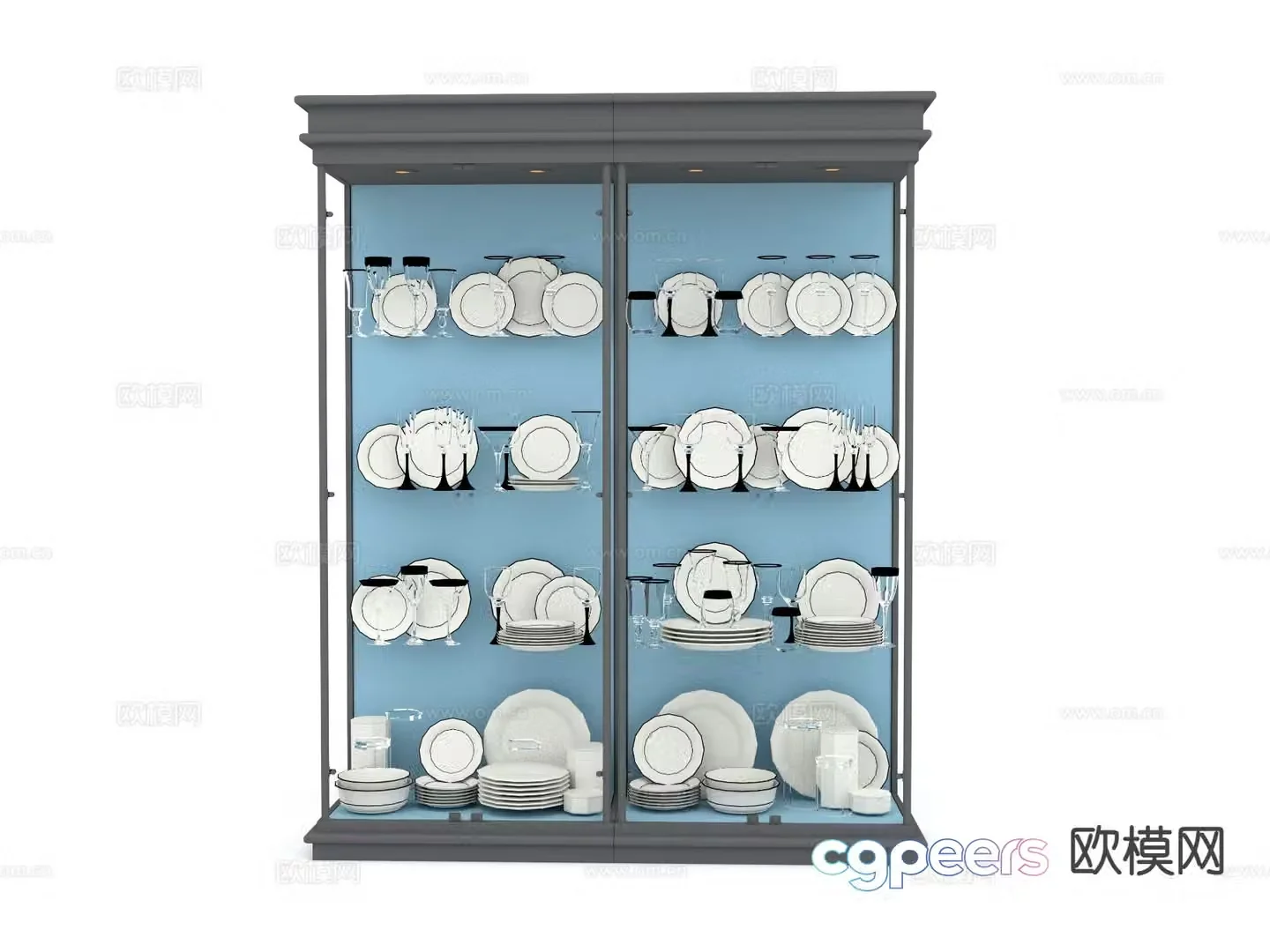 Modern sideboard sideboard tableware dishes 3d model