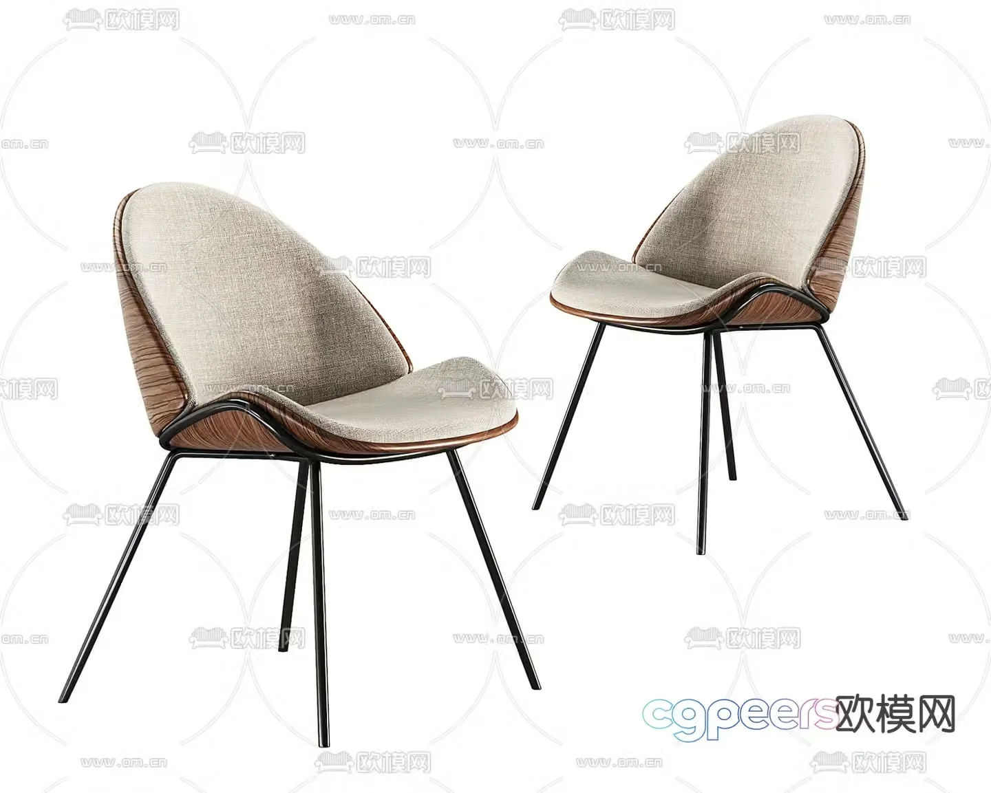 Pertica single chair dining chair 3d model