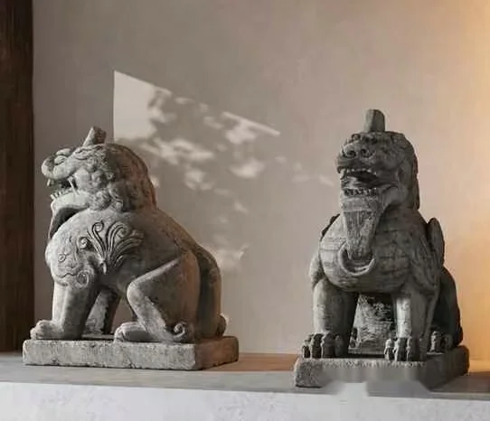 Two Stone Statues Of Mythical Creatures 3D Model – 17911 – VRAY Render