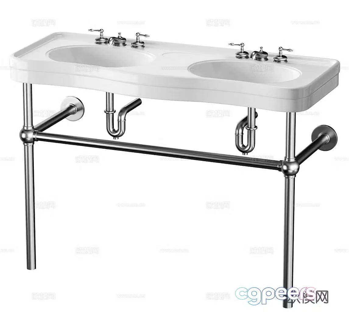 Simple European hand sink Simple hand sink Double basin wash basin top basin outdoor hand sink 3D model