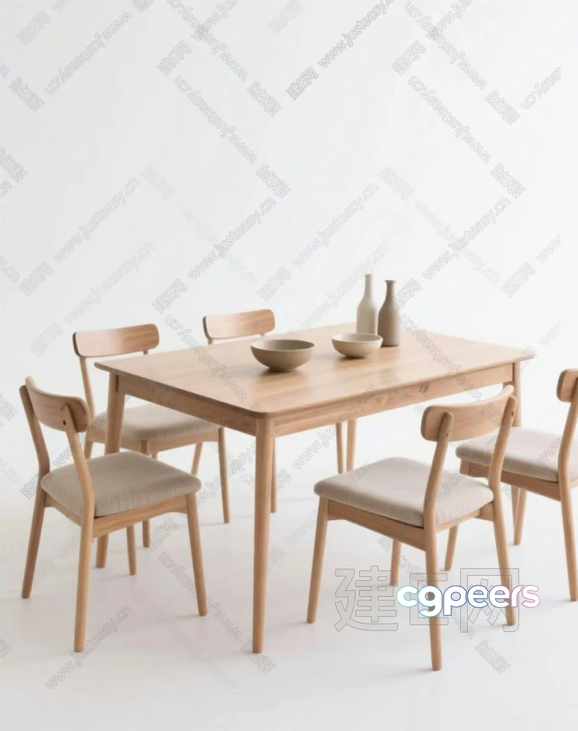 A Dining Table And Chairs 3D Model – 18827 – VRAY Render