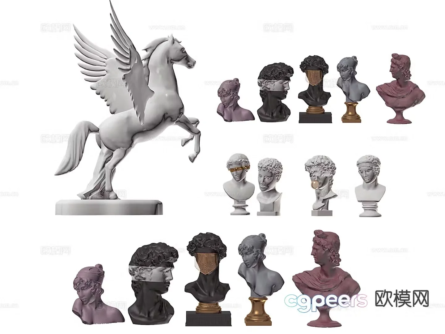 Furnishings and sculptures 3D model