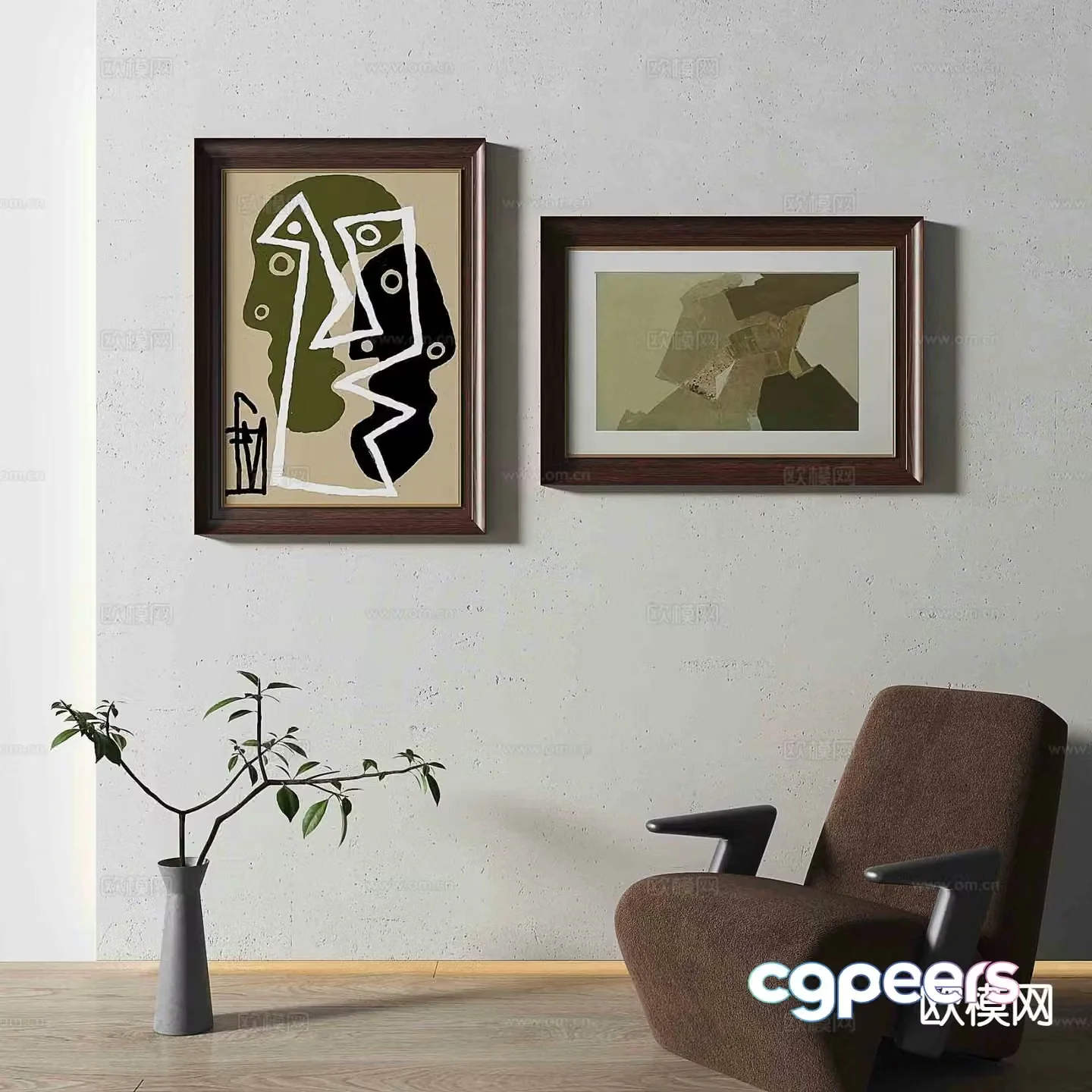 Simple European decorative painting texture painting hanging painting 3D model
