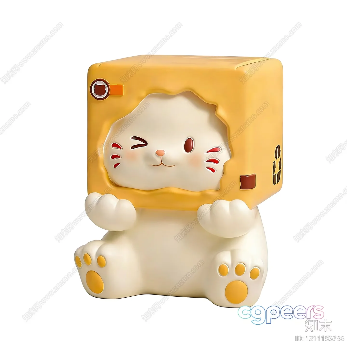 A Cartoon Cat Figurine 3D Model – 12947 – VRAY Render