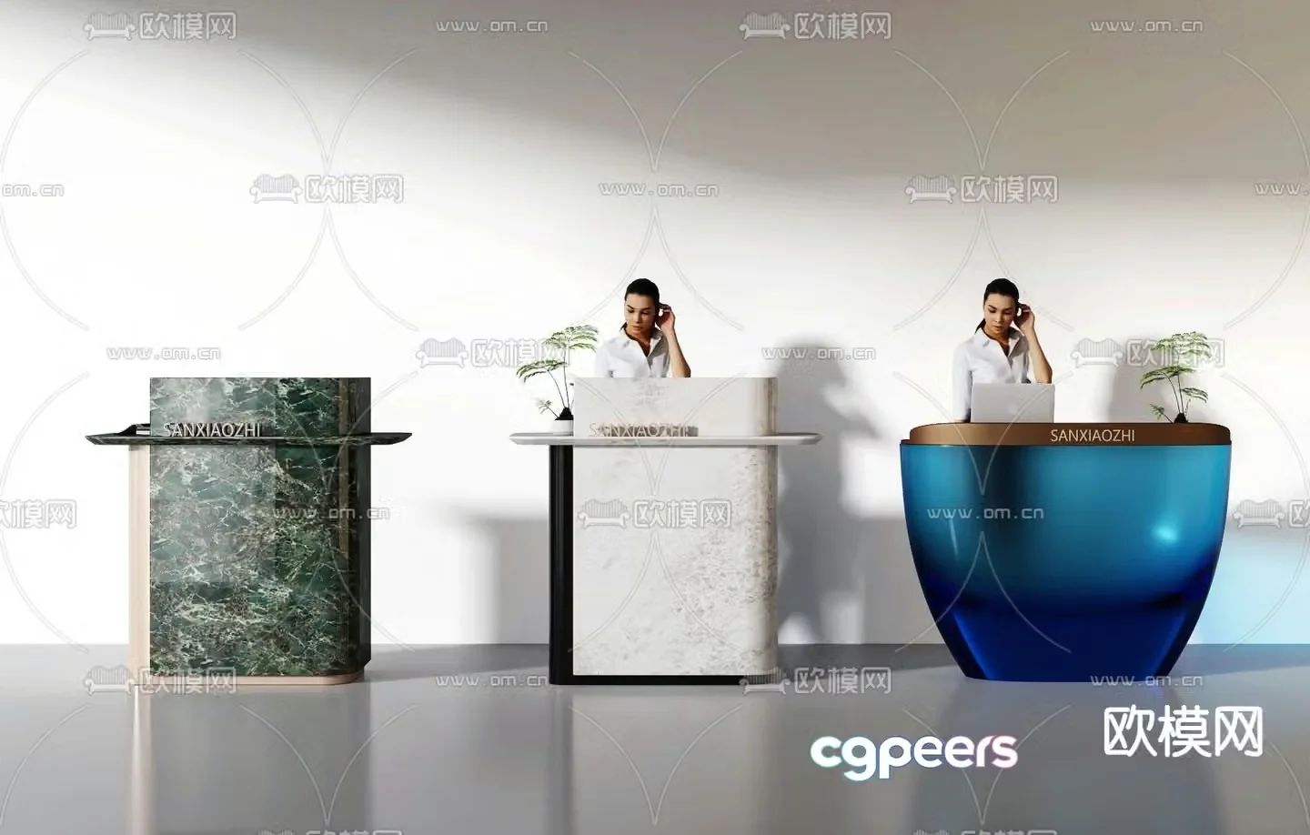 Front desk information desk reception desk service desk 3d model