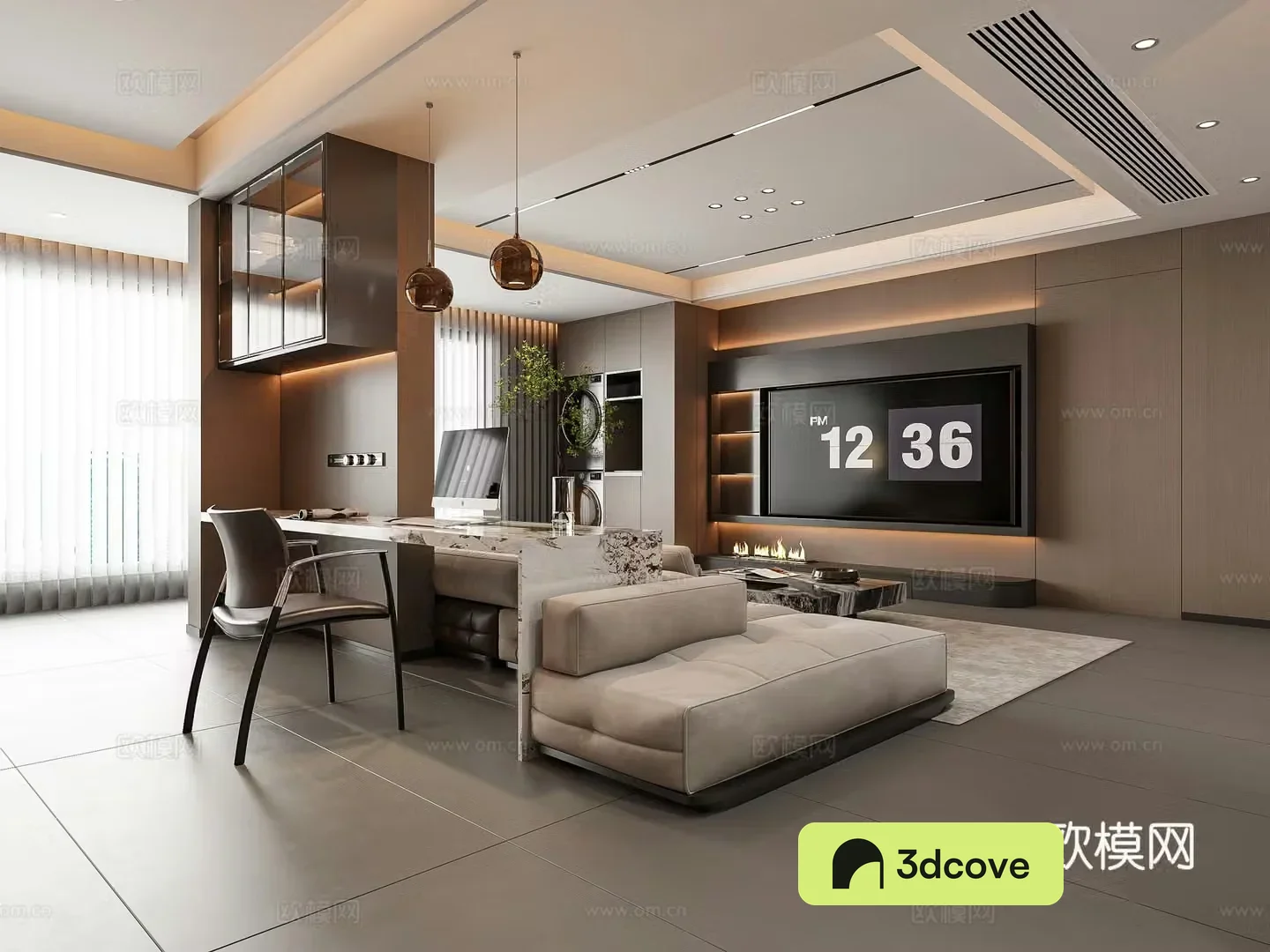 Modern light luxury living and dining room