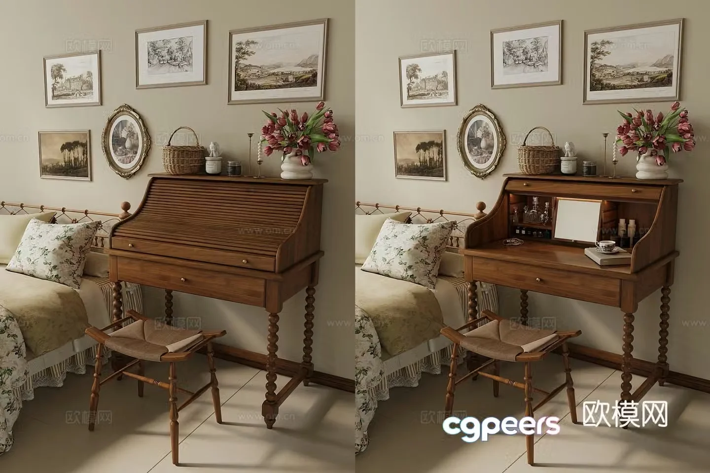 French vintage dresser 3d model