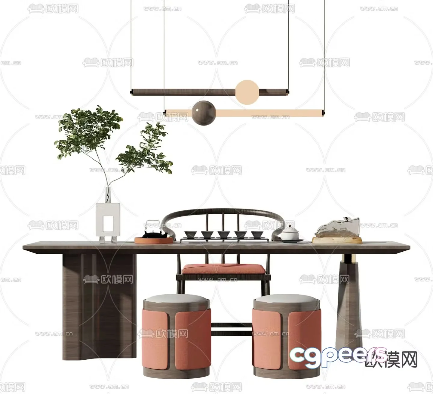 New Chinese style tea table tea table 3d model