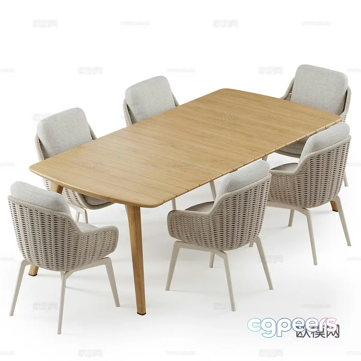 Outdoor dining table and chairs 3d model