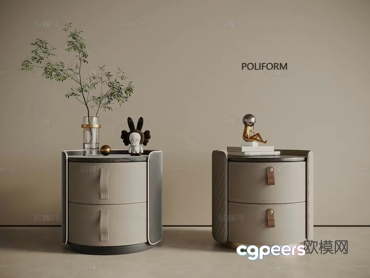 Modern light luxury bedside table 3d model