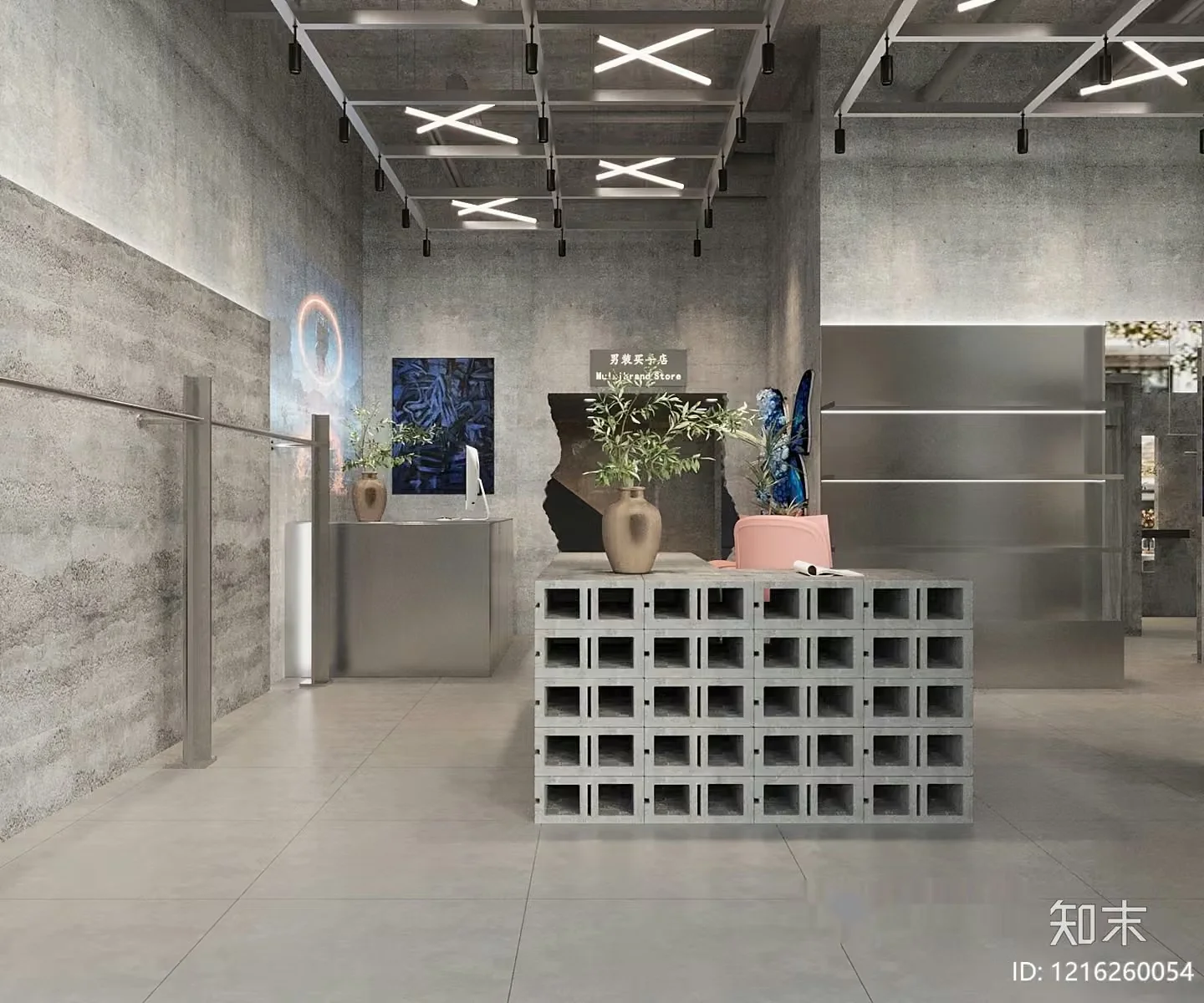 Modern Concrete Interior 3D Model – 15081 – VRAY Render