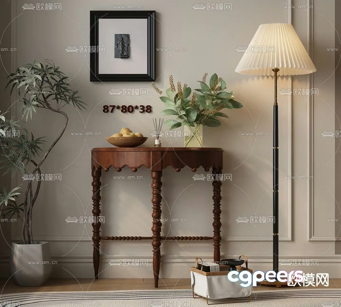 French side cabinet entrance cabinet 3d model