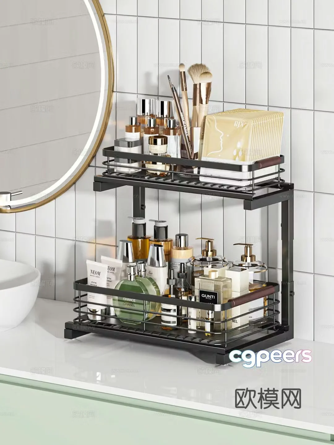 Modern cosmetics bathroom shelf 3D model