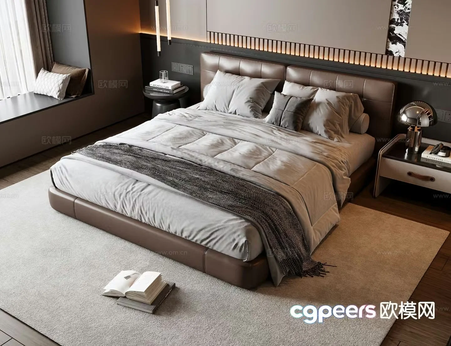 Italian double bed 3d model