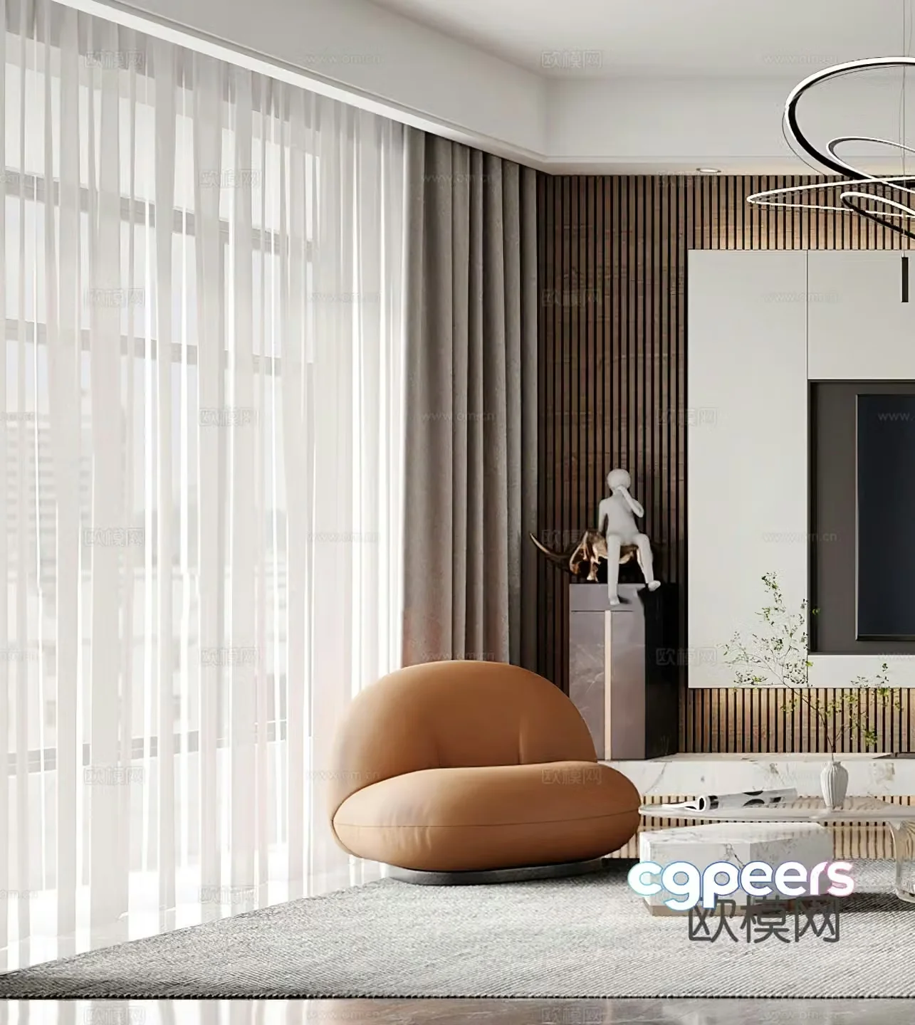 Modern casual chair Single chair Ornament Decoration Side table Side table Side table Single chair Simple 3D model