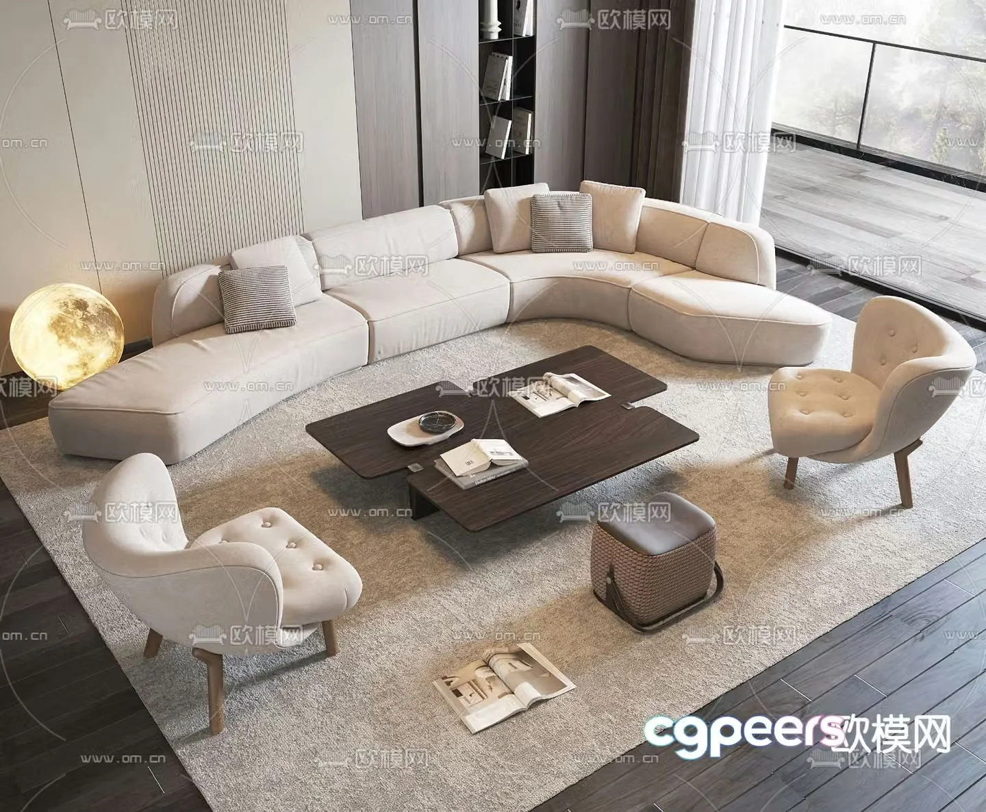 Modern modular sofa curved sofa 3d model