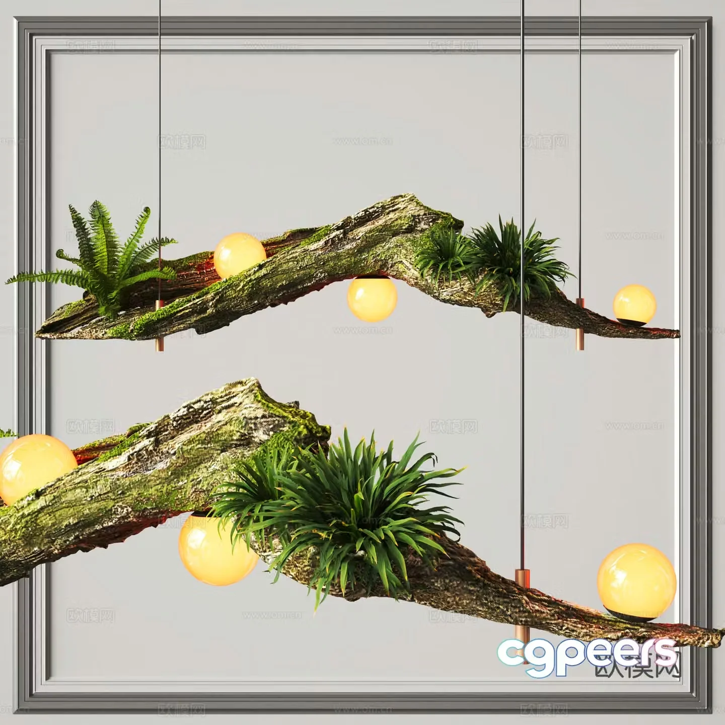 Wabi-sabi chandelier dead wood chandelier 3d model