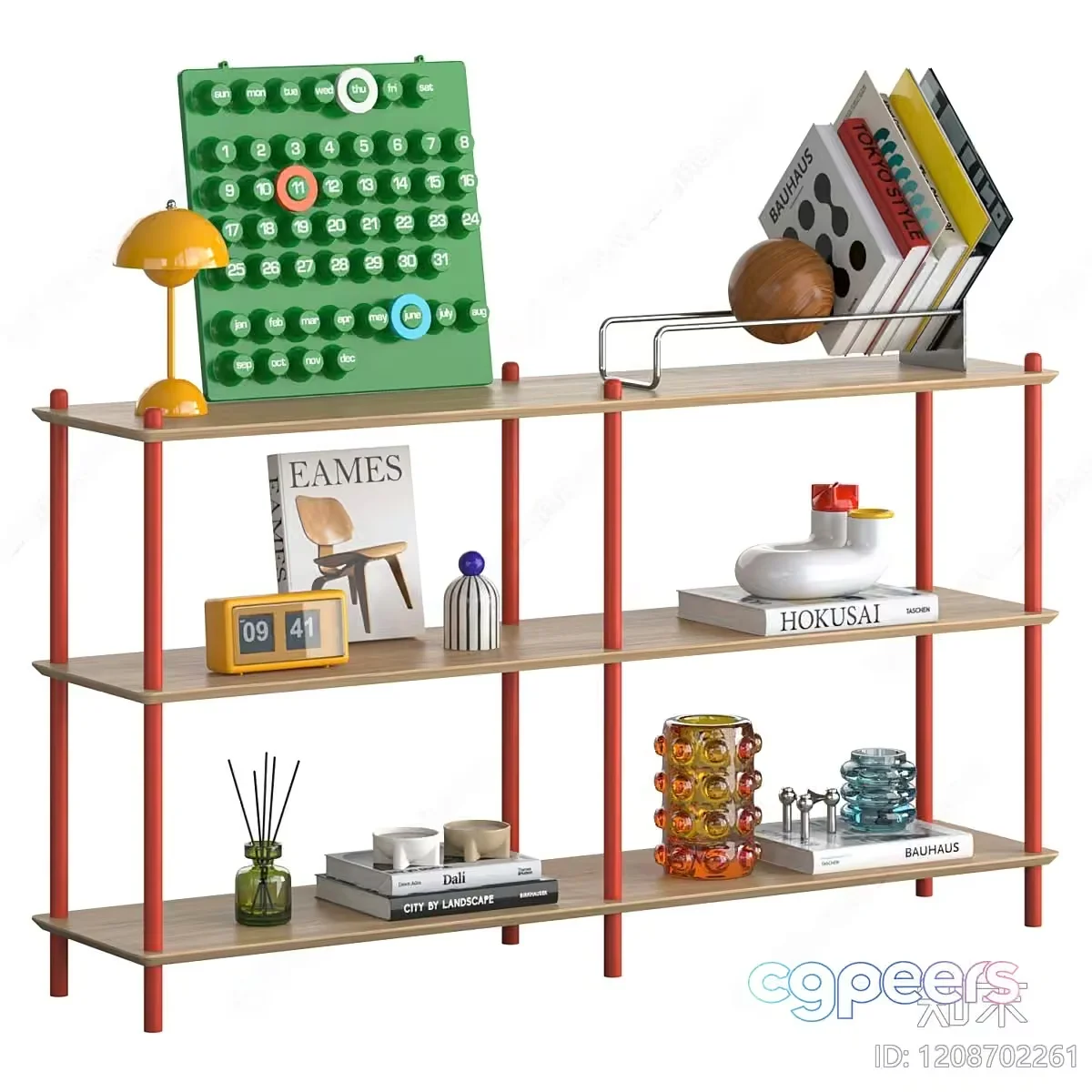 Modern Wooden Shelving Unit 3D Model – 5025 – CORONA Render
