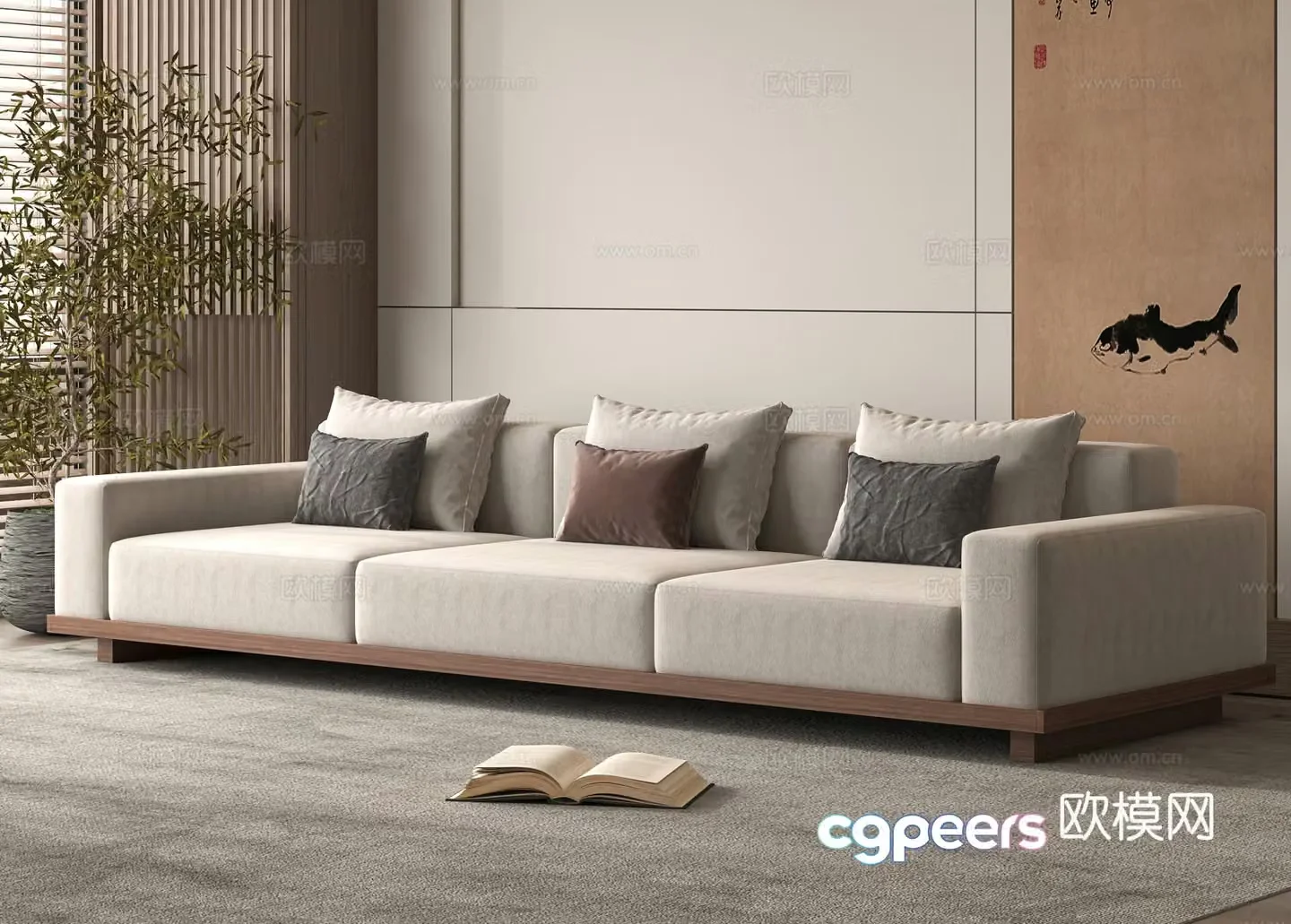 Medieval style three-person sofa 3D model