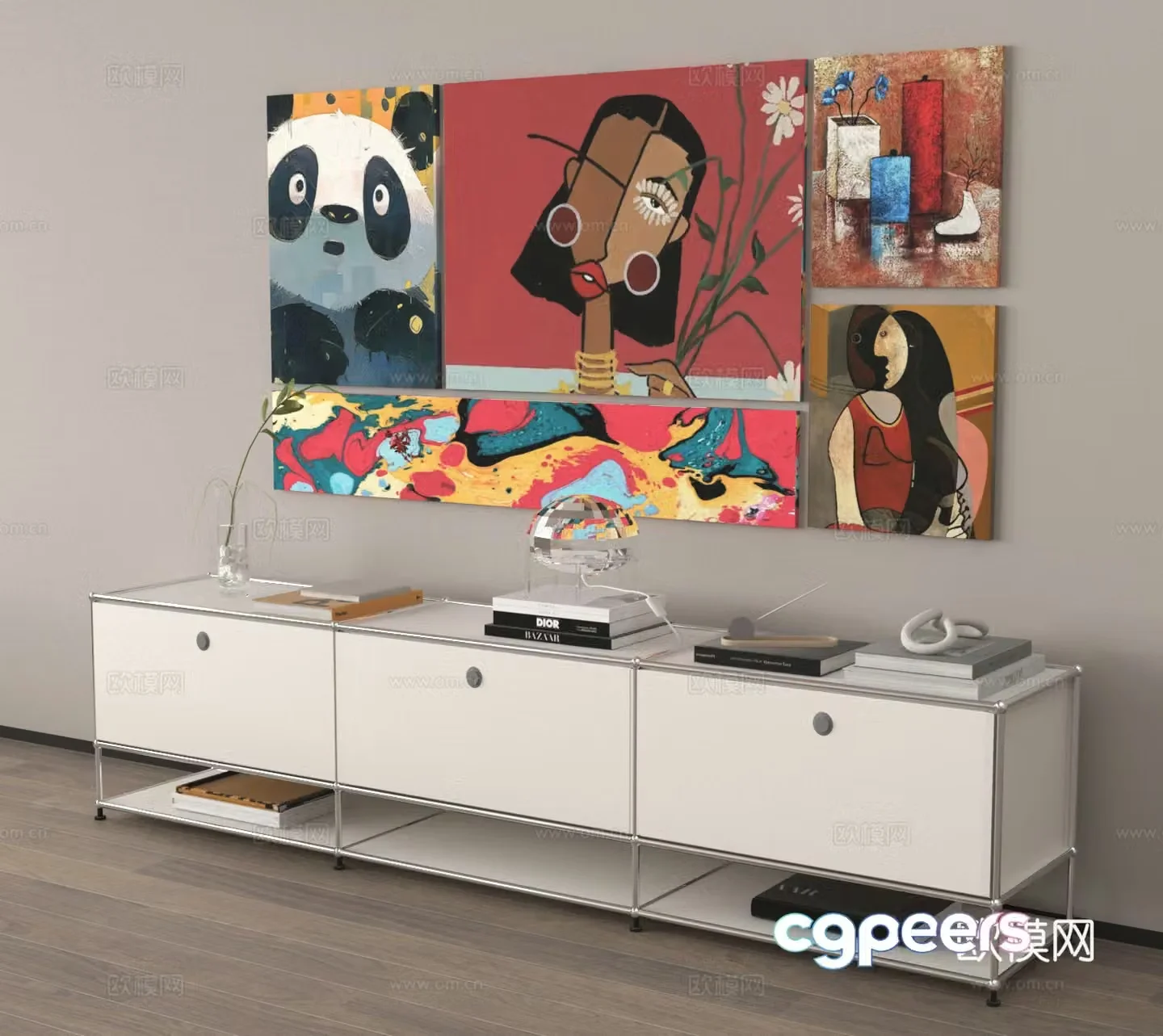 TV cabinet decorative painting 3d model